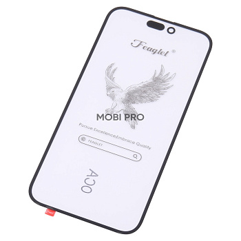 Стекло для переклейки iPhone 14 Pro Max в сборе с OCA пленкой Черный - OR (Feaglet)