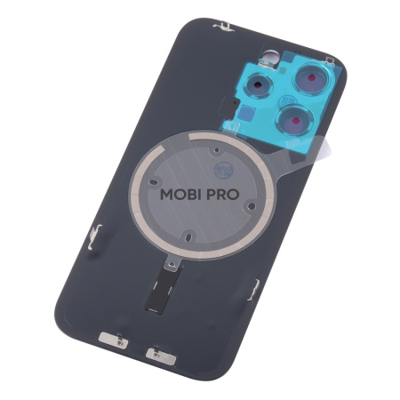 Задняя крышка для iPhone 15 Pro в сборе со стеклом камеры Синий (стекло, монолит, MagSafe, логотип) - Премиум