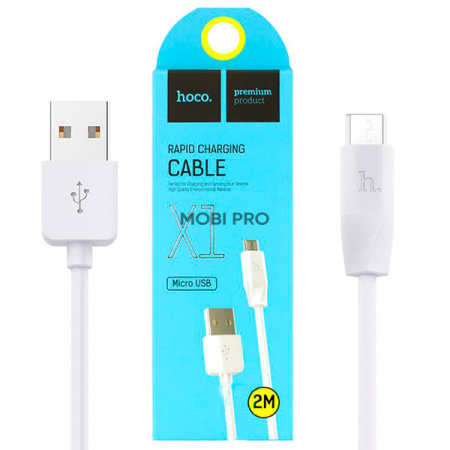 Кабель USB - MicroUSB Hoco X1 (2A, 2 м) Белый