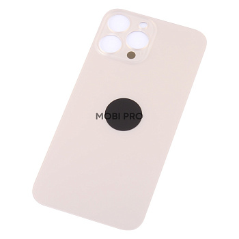 Задняя крышка для iPhone 13 Pro Max (A2645) Золото (стекло, монолит, широкий вырез под камеру, логотип) - Премиум