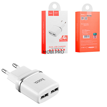 Сетевое зарядное устройство USB Hoco C12 (12W, 2 порта) Белый