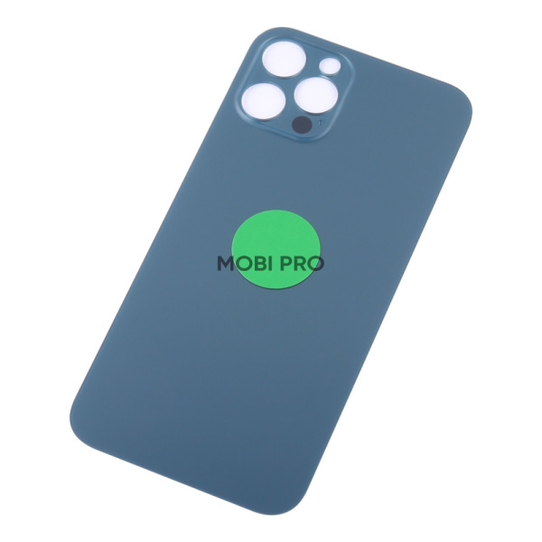 Задняя крышка для iPhone 12 Pro (A2407) Синий (стекло, монолит, широкий вырез под камеру, логотип) - Премиум