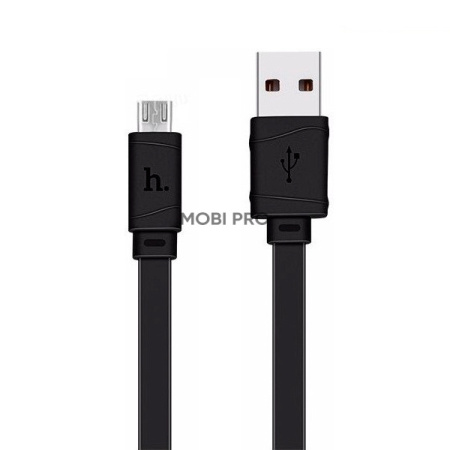 Кабель USB - MicroUSB Hoco X5 (2.4A, плоский) Черный