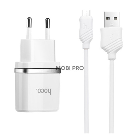 Сетевое зарядное устройство USB Hoco C11 (5W, кабель MicroUSB) Белый