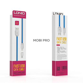 Кабель USB - Lightning (для iPhone) LDNIO XS-07A (плоский) Синий