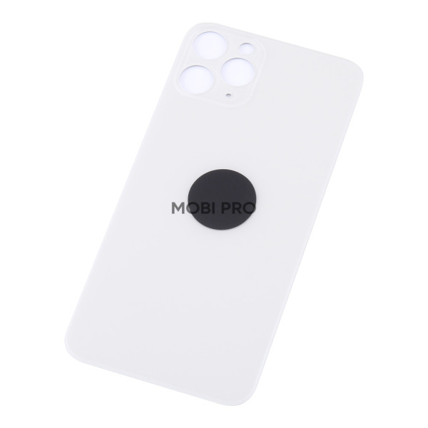 Задняя крышка для iPhone 11 Pro Белый (стекло, монолит, широкий вырез под камеру, логотип) - Премиум