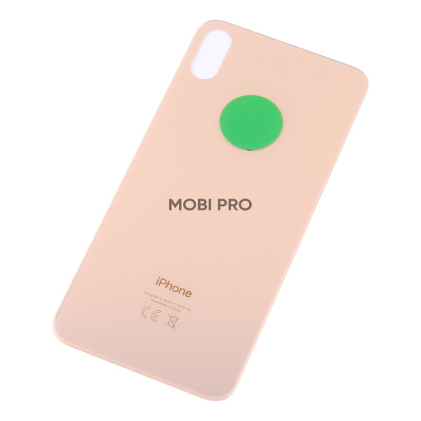 Задняя крышка для iPhone Xs Max Золото (стекло, монолит, широкий вырез под камеру, логотип) - Премиум