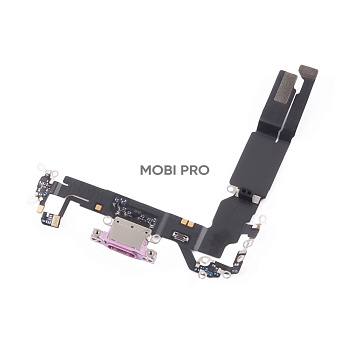 Шлейф для iPhone 16 на системный разъём/микрофон Розовый в сборе - OR