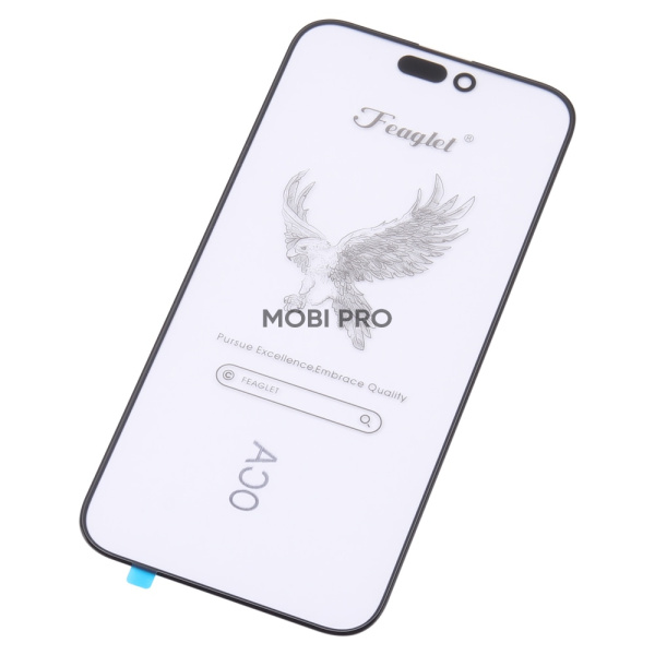 Стекло для переклейки iPhone 15 Pro Max в сборе с OCA пленкой Черный - OR (Feaglet)