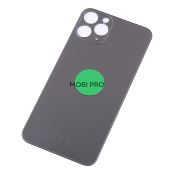 Задняя крышка для iPhone 11 Pro (A2215) Серый (стекло, монолит, широкий вырез под камеру, логотип) - Премиум