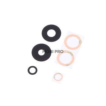 Стекло камеры для Xiaomi Redmi Note 13 Pro 4G (23117RA68G) (комплект 3 шт.) Черный