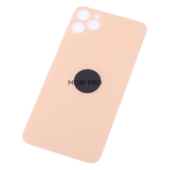 Задняя крышка для iPhone 11 Pro Max (A2218) Золото (стекло, широкий вырез под камеру, логотип)