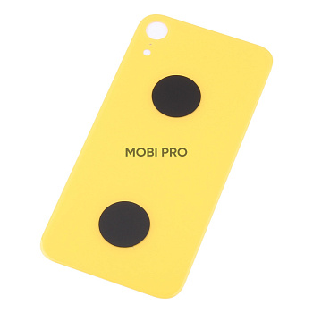 Задняя крышка для iPhone Xr Желтый (стекло, монолит, широкий вырез под камеру, логотип) - Премиум