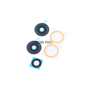 Стекло камеры для Xiaomi Redmi 12 4G (23053RN02Y) (комплект 3 шт.) Черный