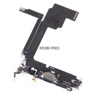 Шлейф для iPhone 15 Pro Max (A3106) на системный разъем/микрофон Черный - Премиум