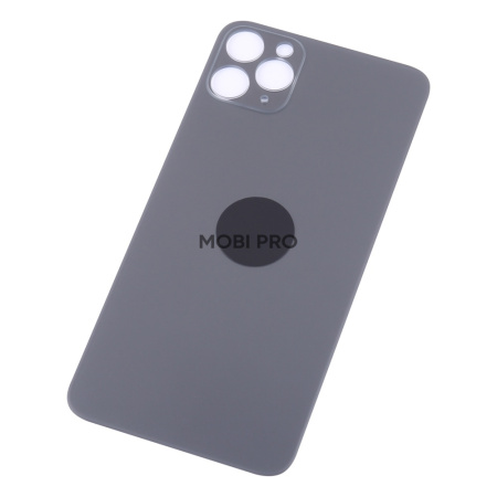 Задняя крышка для iPhone 11 Pro Max (A2218) Серый (стекло, широкий вырез под камеру, логотип)