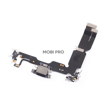 Шлейф для iPhone 15 Plus на системный разъем/микрофон Черный - Премиум