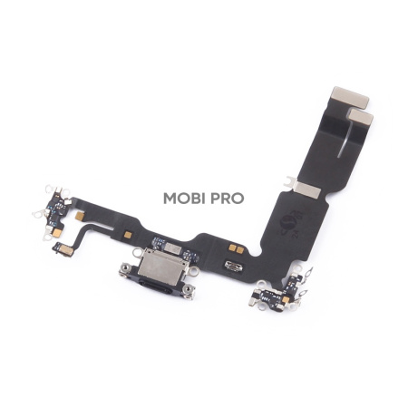 Шлейф для iPhone 15 Plus на системный разъем/микрофон Черный - Премиум