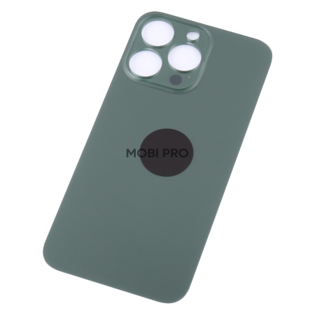 Задняя крышка для iPhone 13 Pro (A2640) Зеленый (стекло, монолит, широкий вырез под камеру, логотип) - Премиум