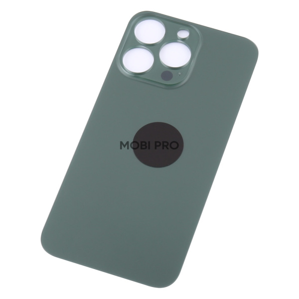 Задняя крышка для iPhone 13 Pro (A2640) Зеленый (стекло, монолит, широкий вырез под камеру, логотип) - Премиум