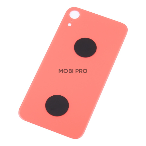 Задняя крышка для iPhone Xr Коралловый (стекло, монолит, широкий вырез под камеру, логотип) - Премиум