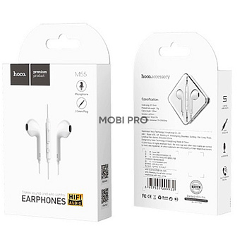 Гарнитура "3,5 мм" Jack Hoco M55 (вкладыши) Белый