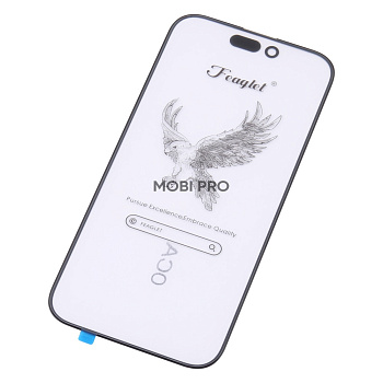 Стекло для переклейки iPhone 15 Pro в сборе с OCA пленкой Черный - OR (Feaglet)