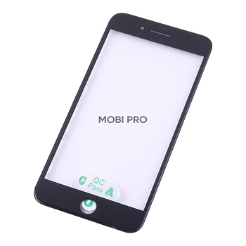 Стекло для переклейки iPhone 8 Plus в сборе с рамкой и OCA пленкой Черный - OR (Mitsubishi)