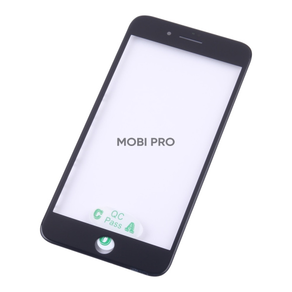 Стекло для переклейки iPhone 8 Plus в сборе с рамкой и OCA пленкой Черный - OR (Mitsubishi)