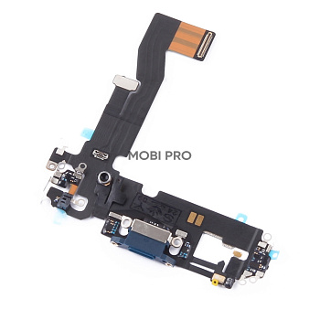 Шлейф для iPhone 12/12 Pro (A2403/A2407) на системный разъем/микрофон Синий - Премиум
