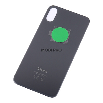 Задняя крышка для iPhone Xs (A2097/A1920) Серый (стекло, монолит, широкий вырез под камеру, логотип) - Премиум