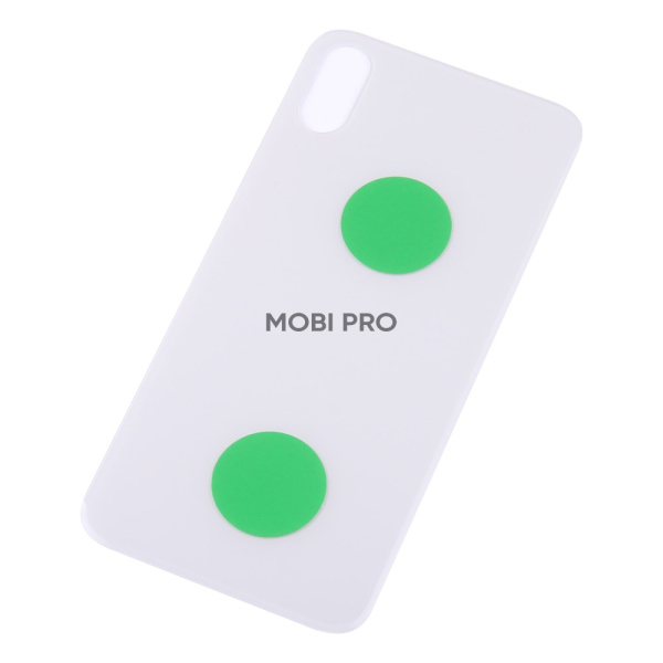 Задняя крышка для iPhone X Белый (стекло, монолит, широкий вырез под камеру, логотип) - Премиум