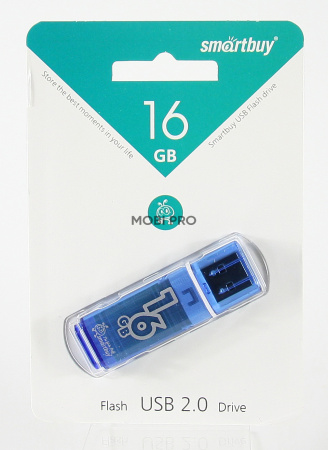 USB-флеш (USB 2.0) 16GB Smartbuy Glossy Синий