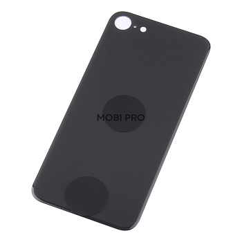Задняя крышка для iPhone SE 2020 Черный (стекло, монолит, широкий вырез под камеру, логотип)