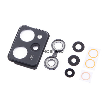 Стекло камеры для Xiaomi Poco X5 Pro 5G (22101320G) в сборе с рамкой Черный