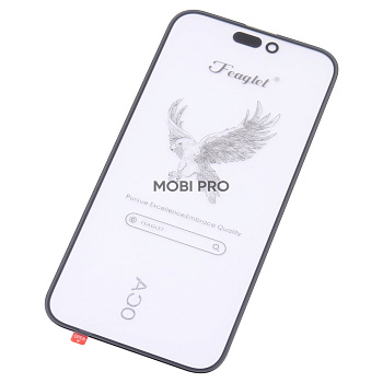 Стекло для переклейки iPhone 15 Plus в сборе с OCA пленкой Черный - OR (Feaglet)