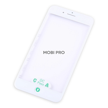 Стекло для переклейки iPhone 8 Plus в сборе с рамкой и OCA пленкой Белый - OR (Mitsubishi)