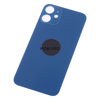 Задняя крышка для iPhone 12 mini (A2399) Синий (стекло, широкий вырез под камеру, логотип)