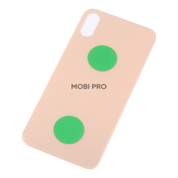 Задняя крышка для iPhone Xs Золото (стекло, монолит, широкий вырез под камеру, логотип) - Премиум