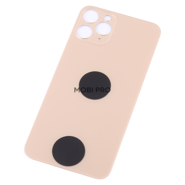 Задняя крышка для iPhone 11 Pro Золото (стекло, монолит, широкий вырез под камеру, логотип) - Премиум