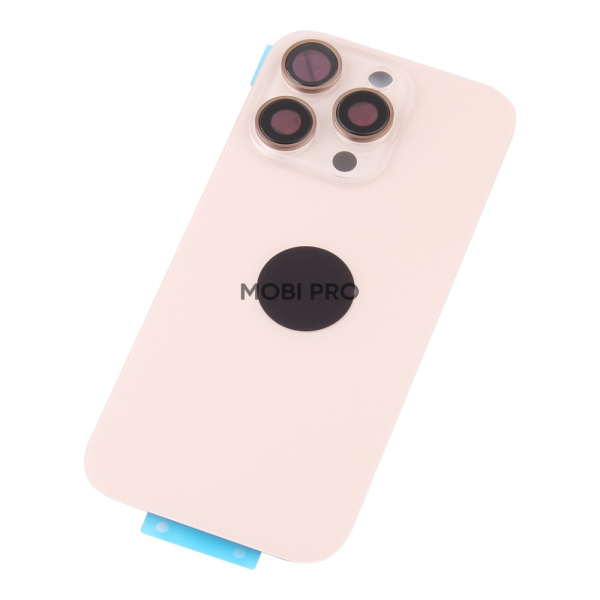 Задняя крышка для iPhone 16 Pro в сборе со стеклом камеры Бежевый (стекло, монолит, MagSafe, логотип) - Премиум