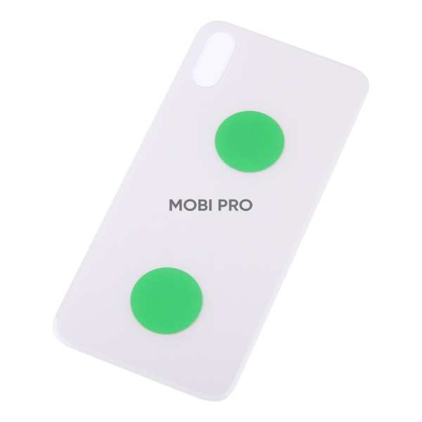 Задняя крышка для iPhone Xs Белый (стекло, монолит, широкий вырез под камеру, логотип) - Премиум