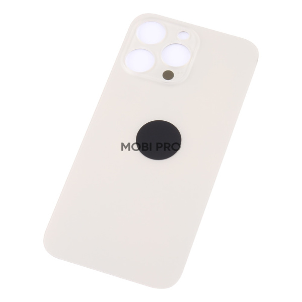 Задняя крышка для iPhone 14 Pro Max Золото (стекло, монолит, широкий вырез под камеру, логотип) - Премиум