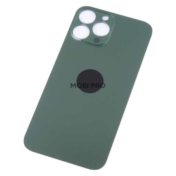 Задняя крышка для iPhone 13 Pro Max (A2645) Зеленый (стекло, монолит, широкий вырез под камеру, логотип) - Премиум