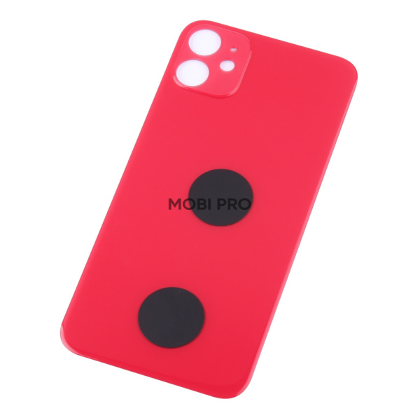 Задняя крышка для iPhone 11 (A2221) Красный (стекло, монолит, широкий вырез под камеру, логотип) - Премиум