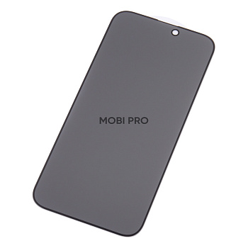 Защитное стекло "Антишпион" для iPhone 16 Pro Max Черный (Закалённое, полное покрытие)