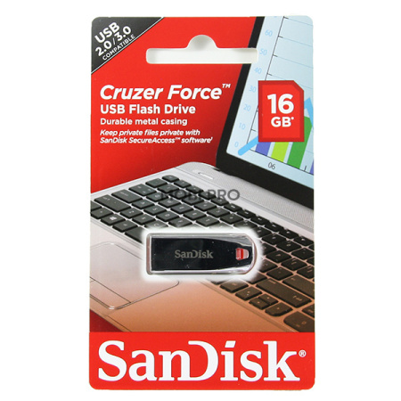 USB-флеш (USB 2.0) 16GB SanDisk Cruzer Force Серебро