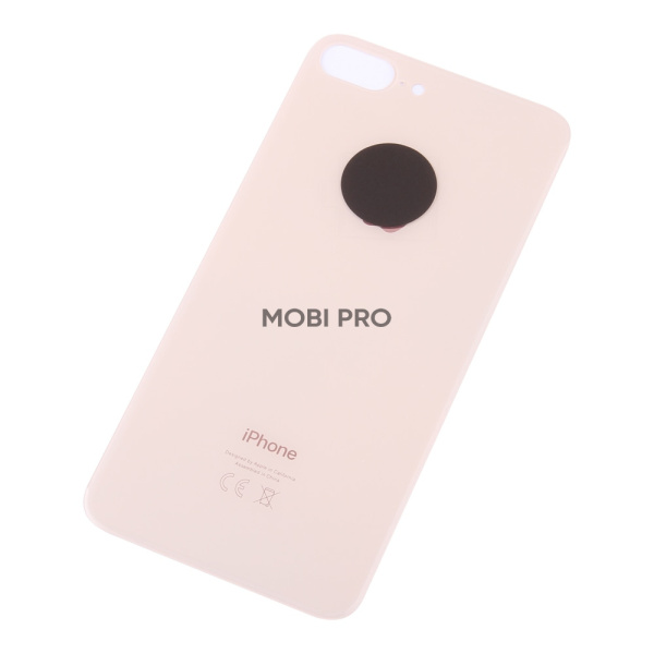 Задняя крышка для iPhone 8 Plus Золото (стекло, монолит, широкий вырез под камеру, логотип) - Премиум