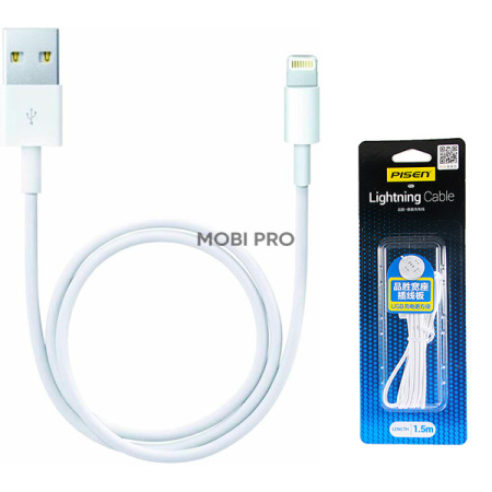 Кабель USB - Lightning (для iPhone) Pisen AL02 (2А, 1.5 м) Белый