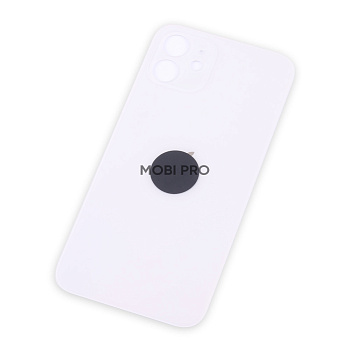 Задняя крышка для iPhone 12 (A2403) Белый (стекло, широкий вырез под камеру, логотип)